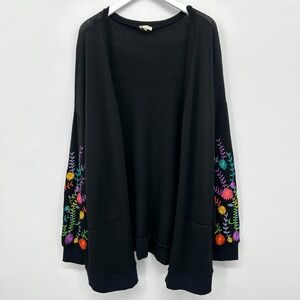 Layerz Clothing Cardigan Sweater Size 3X Slouchy Oversize Embroidered Artsy Open